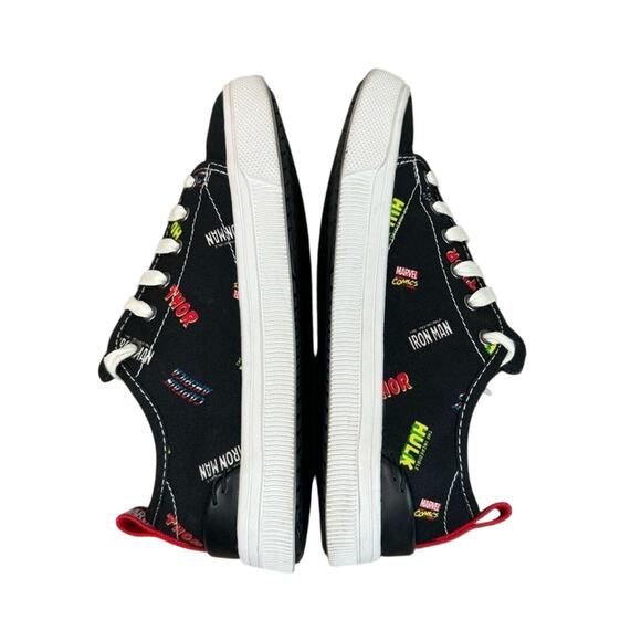 TOMS X Marvel Women's Black Comic Print Canvas Sneakers Size 5 Avengers Shoes - Picture 4 of 8